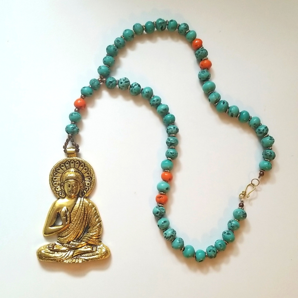 Golden Buddha Turquoise Necklace